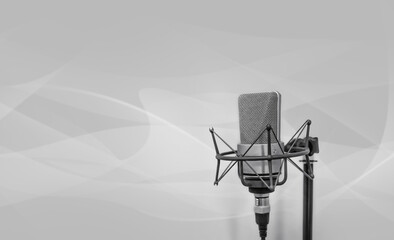 Background with professional Background with professional microphone and copy space