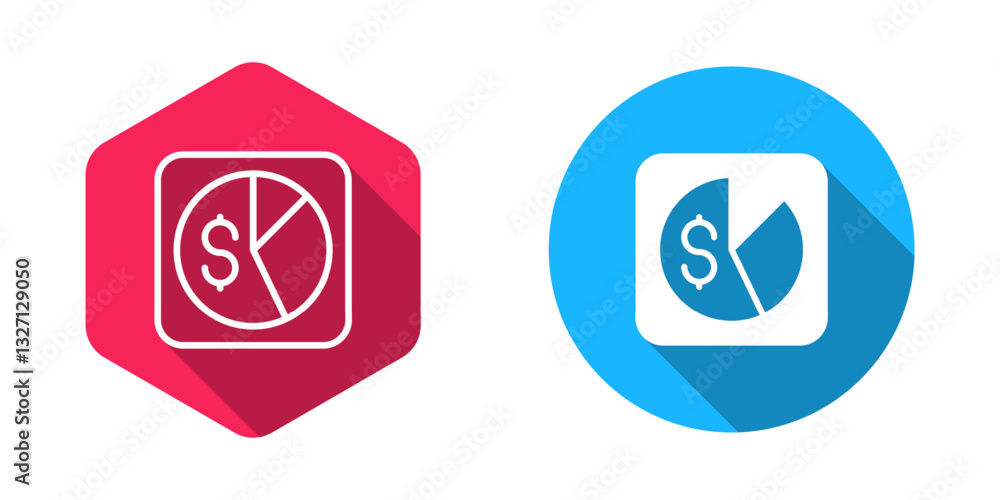 Poster filled and outline market analysis icon isolated with long shadow background. report text file icon.