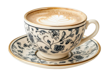 Elegant coffee cup with intricate floral design