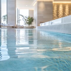 Fototapeta premium Luxurious indoor pool with modern design and natural light