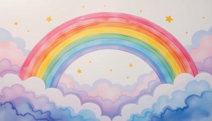  Vibrant Double Rainbow Arcing Over Fluffy Clouds with Sparkling Stars in a Dreamy Sky