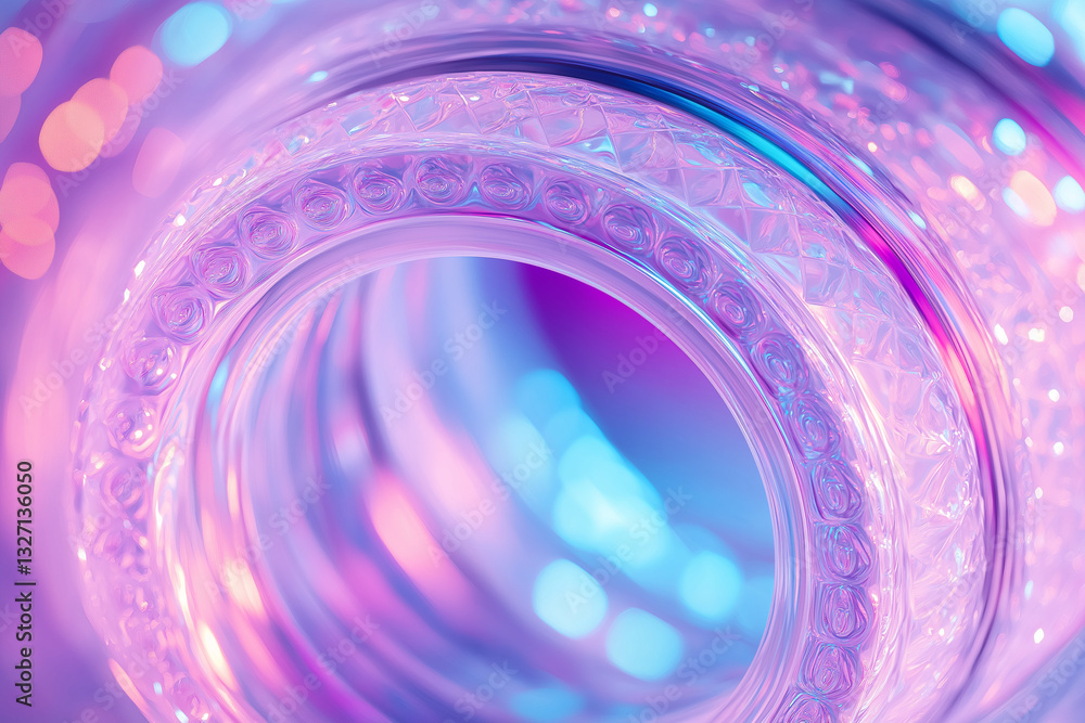 Poster pink and purple abstract background with white texture in geometric circles and ring pattern design.