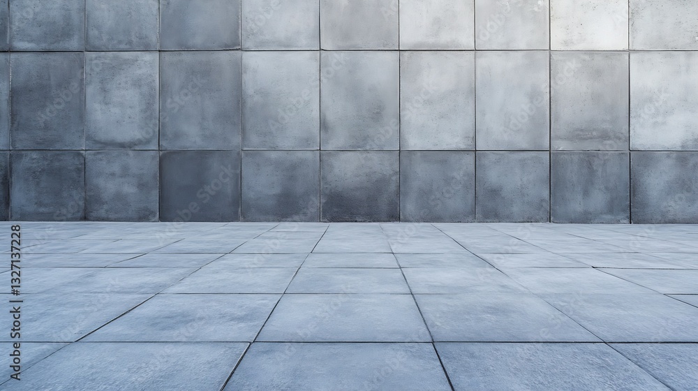 Poster Industrial concrete wall backdrop with textured surface and empty floor creating a minimalist design : Generative AI