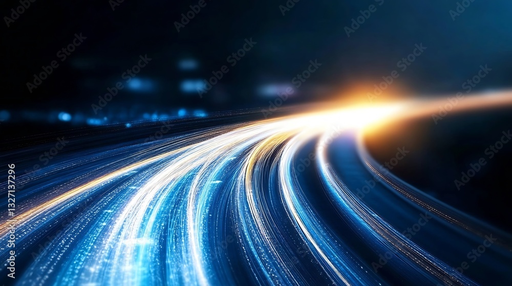 Fototapete Streaks of light creating a dynamic motion effect on a dark background illustrating speed : Generative AI