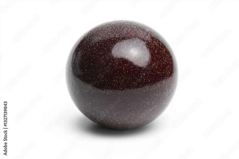 Poster brown speckled sphere minimalist art object studio shot on white background with subtle shadows and 