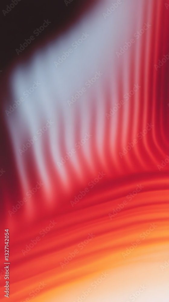 Poster a curved abstract composition featuring varying red hues and whites