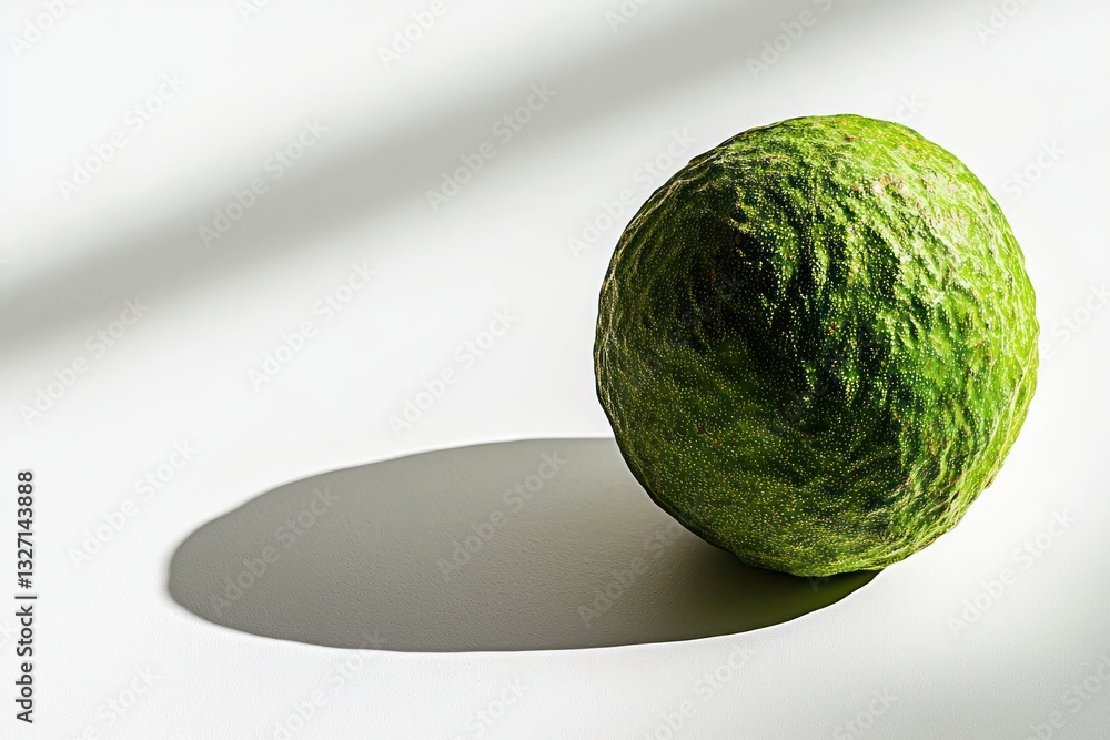 Aufkleber studio shot displaying captivating rough skinned green fruit over a clean white background with soft