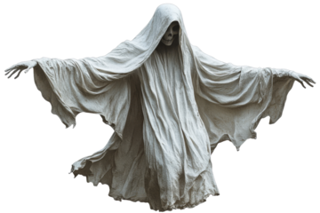 Ghost figure with flowing robes and skeletal face