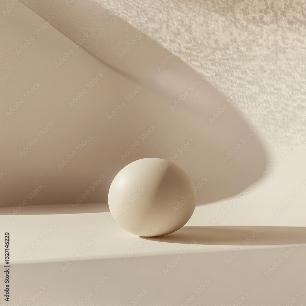 Poster creamy sphere casting soft shadows on neutral backdrop evoking minimalism clean lines and simplicity