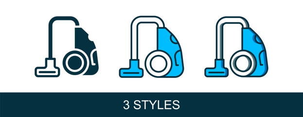 Filled outline Vacuum cleaner icon isolated on white background. Vector