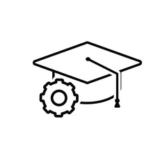 graduation icon. graduation cap toga vector. describes education, learning outcomes, undergraduate. for events, celebrations, flyers. Line design style