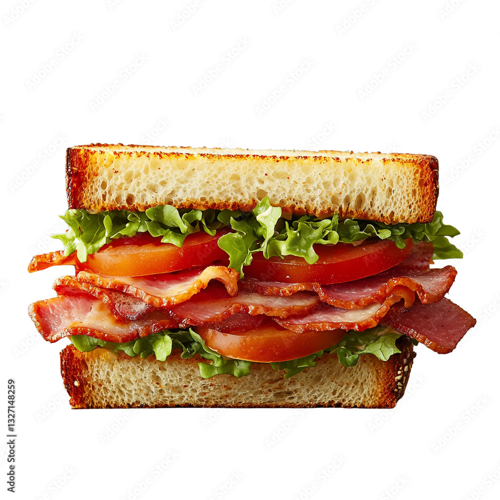 Poster a delicious bacon blt sandwich layered with fresh lettuce and tomato, served between two slices of t