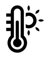temperature icon with a thermometer and sun symbolizing heat weather conditions and climate change.