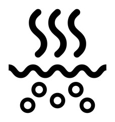 icon with steam rising and bubbles symbolizing heat cooking and evaporation.