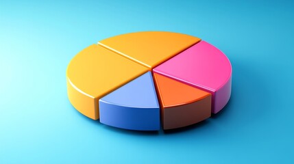 Fototapeta premium A D pie chart showing market share distribution between four competitors in a bright and colorful style.