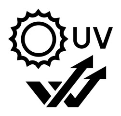 UV protection icon with a sun and arrows symbolizing ultraviolet radiation sunscreen and skin protection.