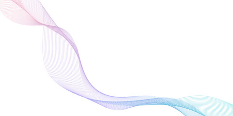 modern color gradient abstract curved wave lines on white background, smooth and dynamic speed wave patterns technology lines, Wavy flowing curve pattern of digital modern technology and geometry.