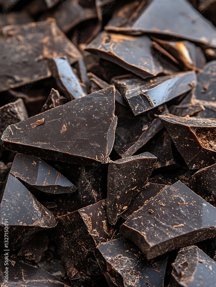 Poster high quality dark chocolate chunks ready for baking and dessert preparation : generative ai