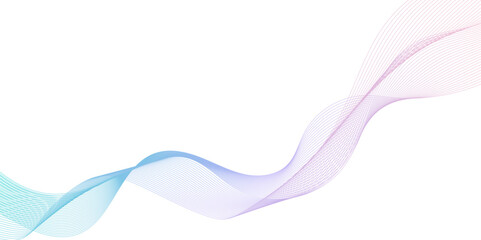 modern color gradient abstract curved wave lines on white background, smooth and dynamic speed wave patterns technology lines, Wavy flowing curve pattern of digital modern technology and geometry.