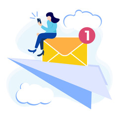 Illustration vector graphic cartoon character of new message