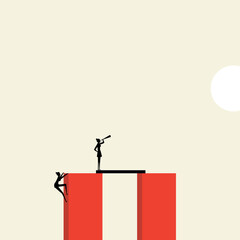 Business goal. Minimalism vector concept. Symbol of career in work, success and achievements.