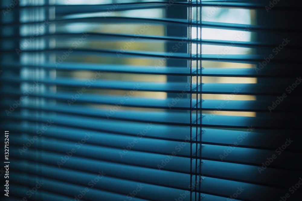 Poster A close-up view of a window with closed blinds, suitable for interior design or architecture concepts