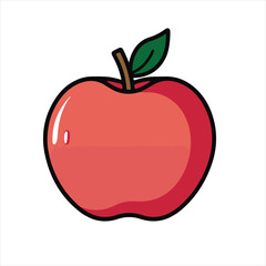 Minimalist Flat Apple Illustration with Bold Outline on White Background
