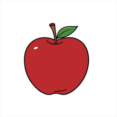 Minimalist Flat Apple Illustration with Bold Outline on White Background