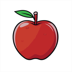 Minimalist Flat Apple Illustration with Bold Outline on White Background
