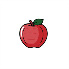 Minimalist Flat Apple Illustration with Bold Outline on White Background