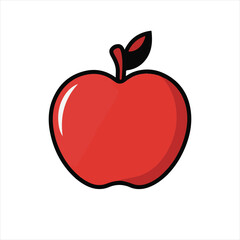 Minimalist Flat Apple Illustration with Bold Outline on White Background