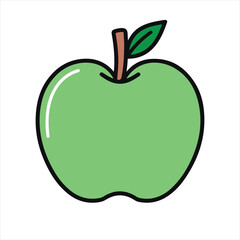Minimalist Flat Apple Illustration with Bold Outline on White Background