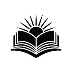 Sunrise Over Open Book Icon Symbolizing Knowledge, Education, Learning, Inspiration, Study, Growth, Literature, Wisdom, Enlightenment, Morning, Bookstore, Library