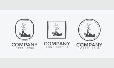 Elegant hand holding a plant logo variations