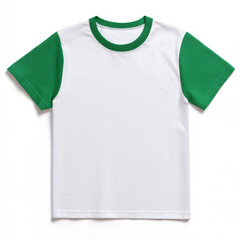 Oversized Green And White Short Sleeve Raglan Blank T-shirt Mockup On White Background