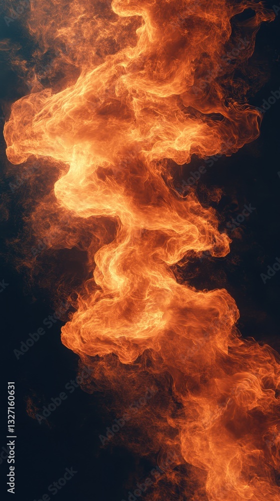 Poster fiery orange cloud formation against dark backdrop creating a dramatic and intense visual effect abs