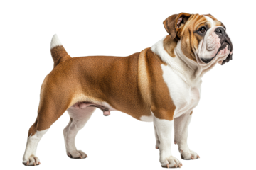 Cute bulldog standing proudly with a natural pose