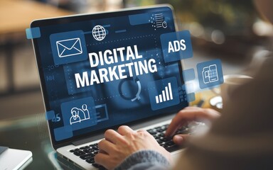Digital Marketing Strategies on Laptop