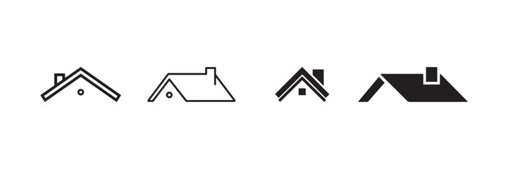 Minimalist Roof Icons Set Modern Home Silhouette Vector
