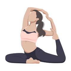 Yoga girl in a sports suit. Vector illustration.