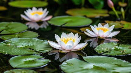 Serene Water Lilies in a Tranquil Pond