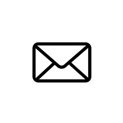 PNG cut out isolated background. A minimalist black outline icon of an envelope, symbolizing email, messaging, and communication. 