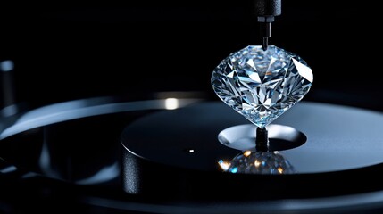 A diamond being weighed on a precision scale, showcasing accurate gemstone valuation