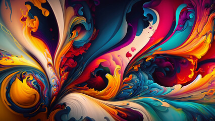 Fototapeta premium Colorful Abstract Watercolor Background with Swirls and Light Waves