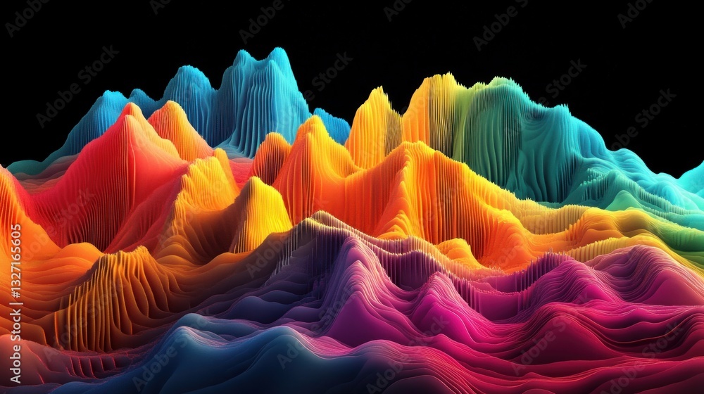 Poster captivating 3d abstract visualization with a multicolor effect rich in depth and vibrant hues
