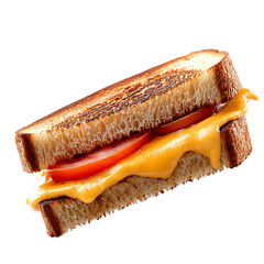 Grilled Cheese Sandwich with Tomato and Melted Cheddar Isolated on Transparent Background