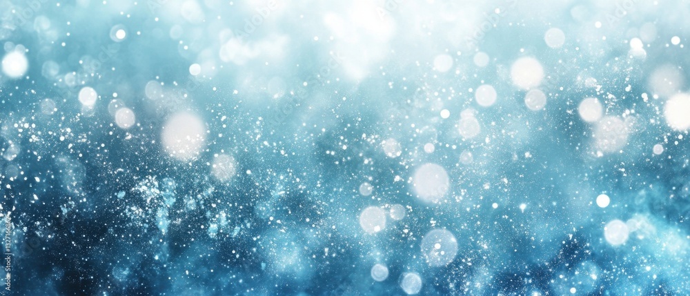 Poster ethereal winter wonderland background with falling snow and bokeh lights creating a magical atmosphe