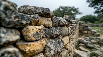 Exploring ancient stone walls archaeological site photography outdoors close-up historical significance