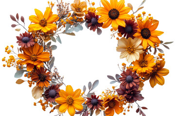 Beautiful autumn floral wreath with vibrant colors