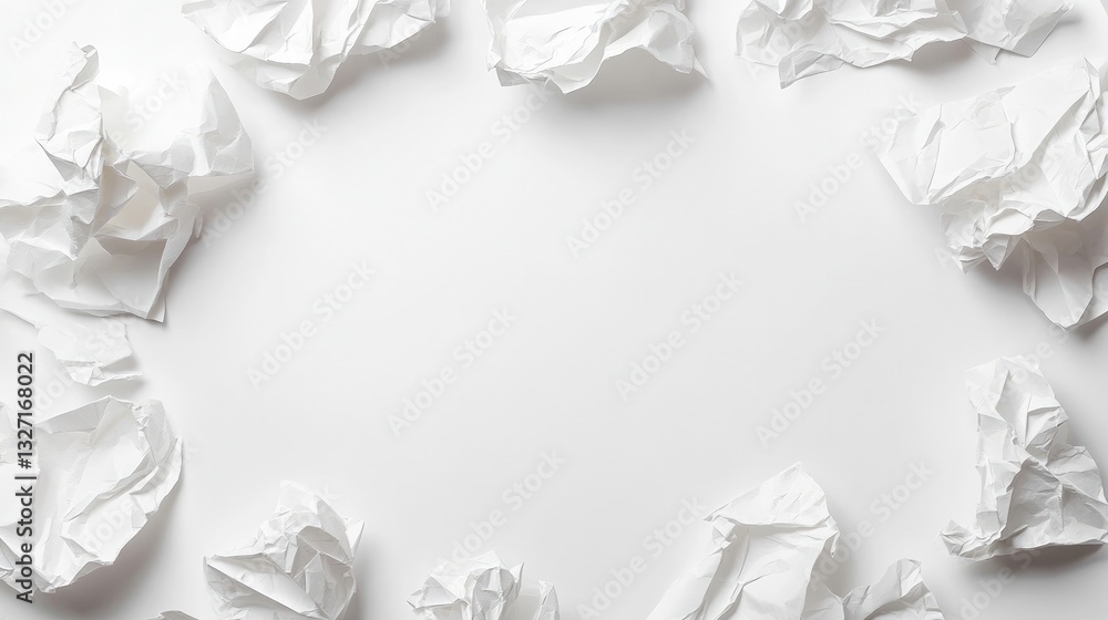Aufkleber crumpled white paper texture with organic folds creating a clean and artistic abstract background fo